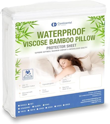 Continental Bedding Bamboo Viscose Pillow Protectors 16x16 Zippered Pack of 1