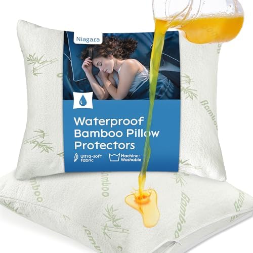 Niagara Sleep Solution Waterproof Pillow Protectors Queen 20x30 2 Pack