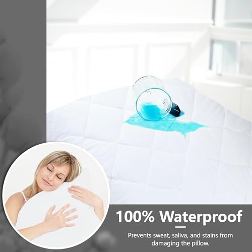 2 Pack King Size Zippered Pillow Protectors Waterproof Breathable