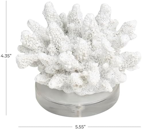 Deco 79 White Coral Sculpture with Acrylic Base