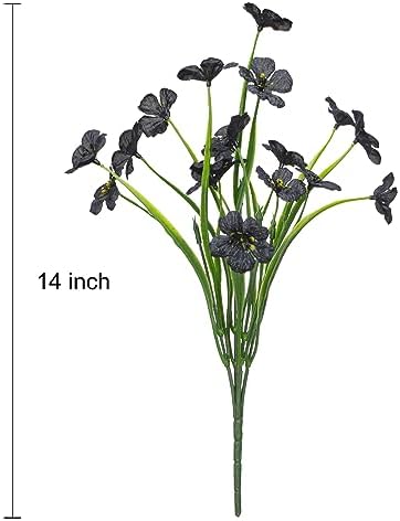 15 Bundle Artificial Flowers UV Resistant Black Outdoor Decor