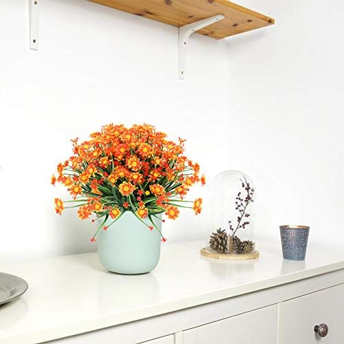 TEMCHY 8 Bundles UV Resistant Artificial Daisies Decor