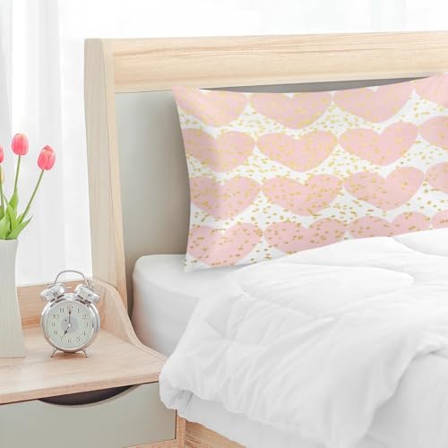Unique Heart Print Pillow Covers - Soft Silk Pillowcases with Zipper Closure