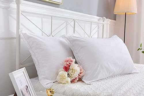 White Crocheted Lace Pillow Shams Queen Set 2PCS 30x20