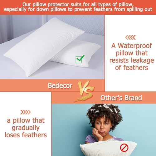 Bedecor Queen Pillow Protector with Zipper 4 Pack