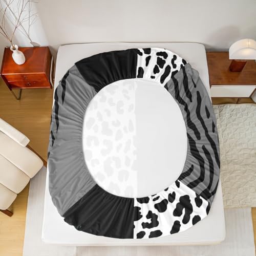 Leopard Print Zebra Stripes Twin Fitted Sheet Set