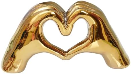 Notakia Gold Heart Hands Statue - Modern Decor Sculpture