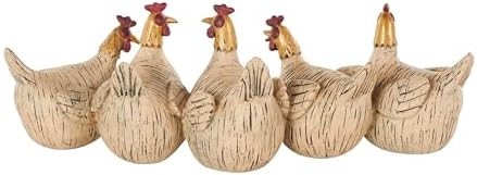 Deco 79 Polystone Chicken Statue with Gold Heads 1
