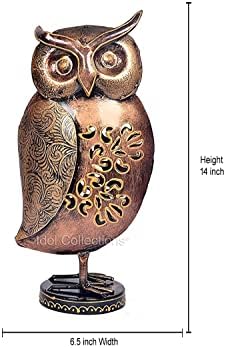 AONA 14 Inch Metal Owl Decor Showpiece