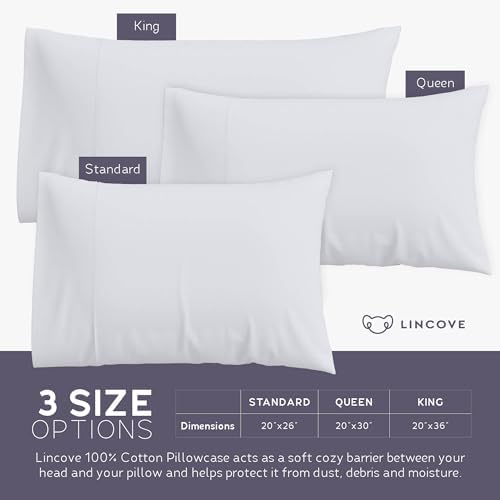 Lincove 100 Cotton Sateen Pillowcase - 20x26 Standard Size Includes 1 Pillowcase