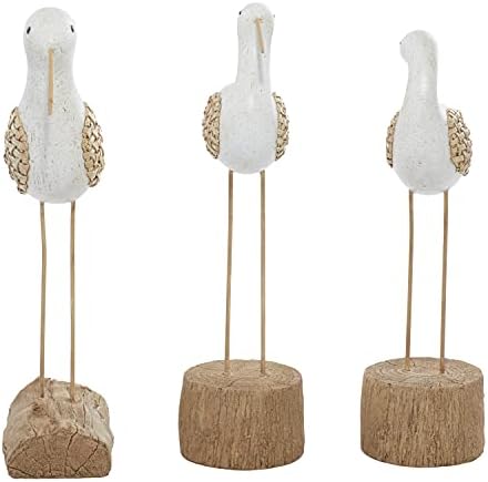 Deco 79 White Polystone Bird Sculptures Set of 3