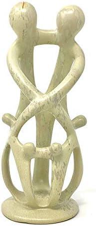 Natural Soapstone Family Sculpture - 2 Parents 4 Children