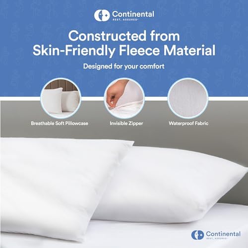 Continental Bedding Pillow Protectors - 18x18 Inch Zippered Fleece