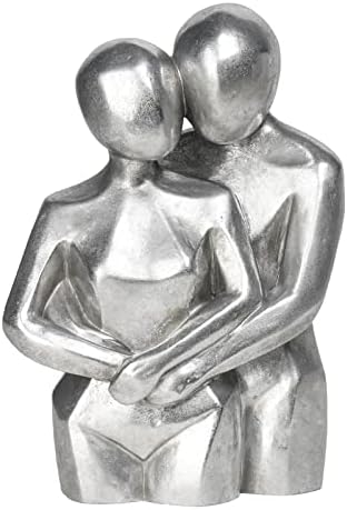 Guichifun Modern Hug Couple Statue Silver Resin Decor Figurine