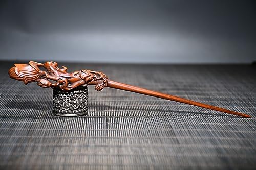 Handcrafted Boxwood Magnolia Flower Hairpin Statue