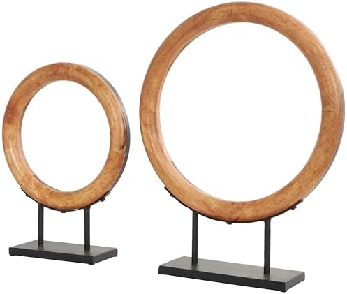 Deco 79 Modern Wooden Sculpture Set with Black Stands