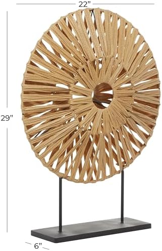 Deco 79 Coastal Rattan Decorative Sculpture with Black Stand