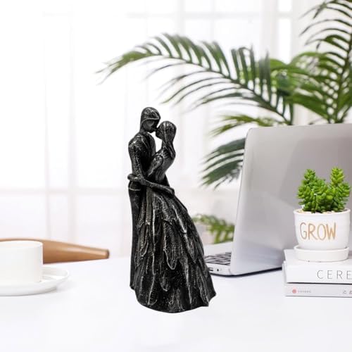 Prettidecor Kissing Couple Statue Black Wedding Gift