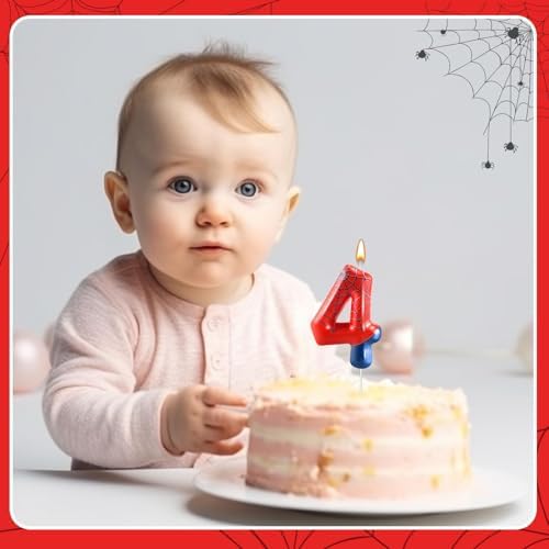 AXBMM Spider Themed Number 4 Birthday Candle - Party Decoration