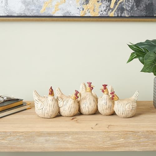 Deco 79 Polystone Chicken Statue with Gold Heads 1