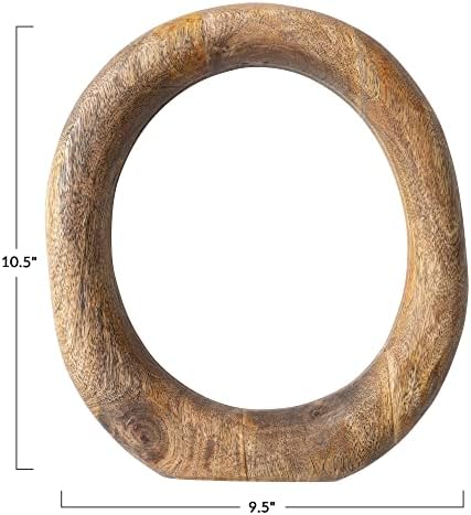 Creative Co-Op Modern Decorative Carved Wood Standing Circle