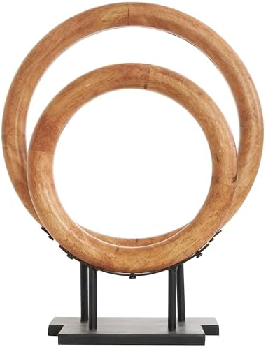 Deco 79 Modern Wooden Sculpture Set with Black Stands