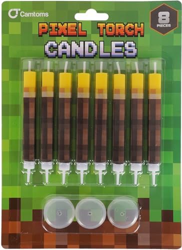 Pixel Torch Birthday Candles for Minecraft Fans