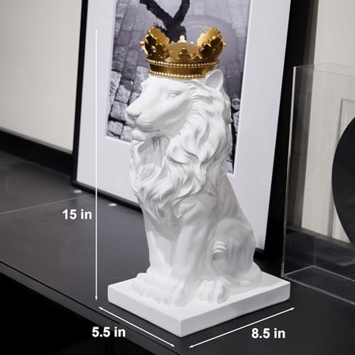 White Lion Statue 15 Inch Home Decor Sculpture