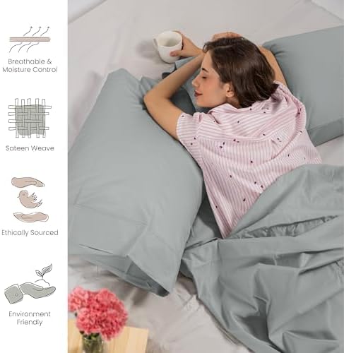 Westbrooke Cotton Pillow Cases Set of 2 Light Grey Standard