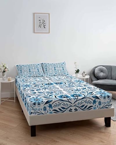Chees D Zone Queen Fitted Sheet with Deep Pocket and 2 Pillowcases