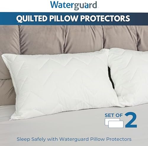 Waterguard Quilted Pillow Protector - Waterproof Bed Bug Proof Queen Size