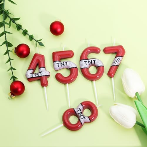 OGnomiFX Number 5 Red Birthday Candle for Kids