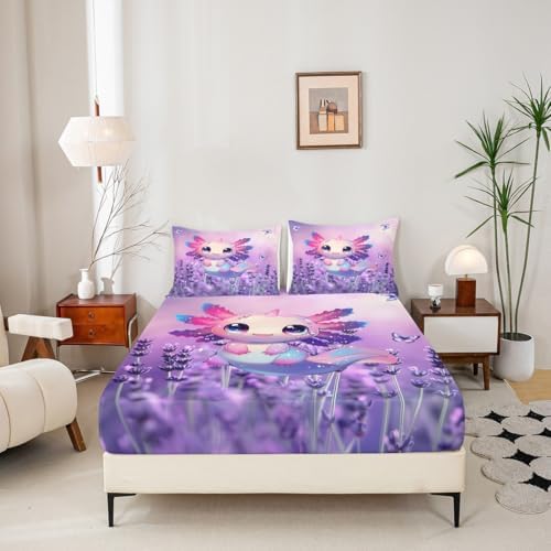 Castle Fairy Purple Lavender Axolotl Bed Sheet Set