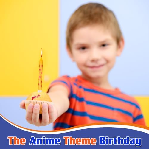 12 Pcs Anime Star Themed Birthday Candles Yellow and Red Print