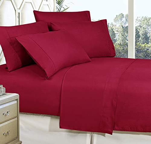 Elegant Comfort Ultra Soft 4-Piece Bed Sheet Set Queen Wine Red