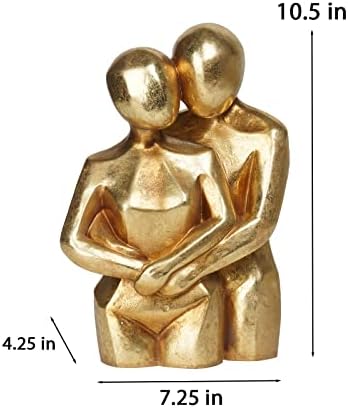 Guichifun Romantic Hug Couple Statue - Modern Gold Resin Collectible Figurine
