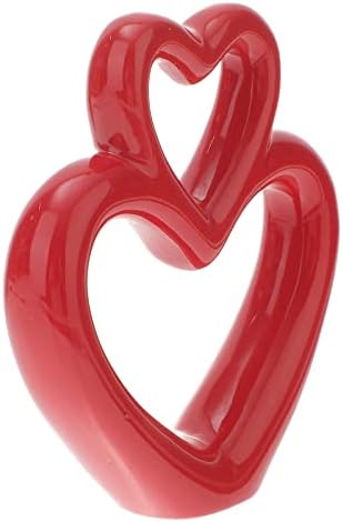 LUOZZY Red Heart Ceramic Sculpture Wedding Centerpiece