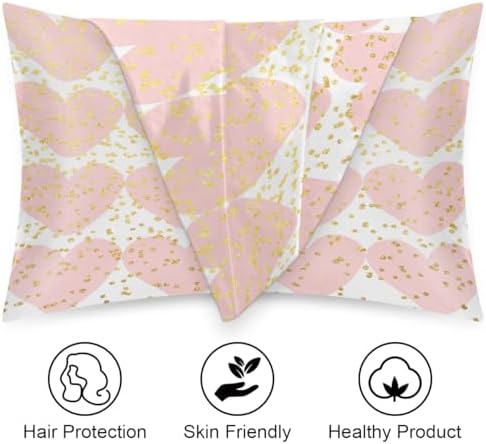 Unique Heart Print Pillow Covers - Soft Silk Pillowcases with Zipper Closure