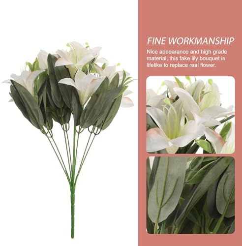 BESTOYARD Lifelike Artificial Lily Bouquet Wedding Decor