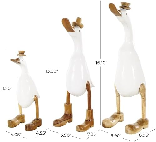 Deco 79 Bamboo Duck Statues with Hats and Shoes Set of 3