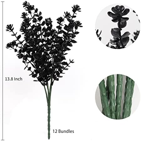 RECUTMS 12 Pcs Black Artificial Flowers Decor
