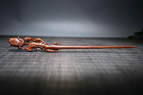 Handcrafted Boxwood Magnolia Flower Hairpin Statue