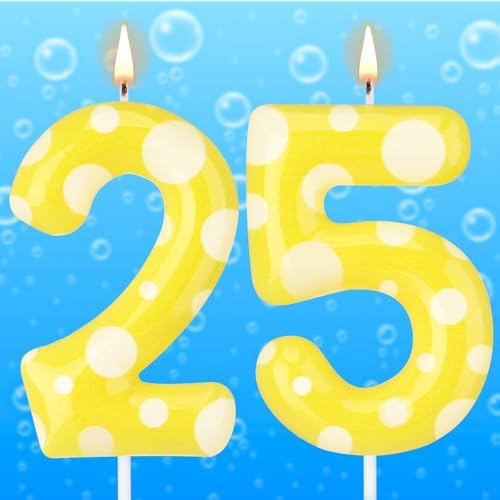 Cute Yellow Dot Sponge Birthday Candle 25