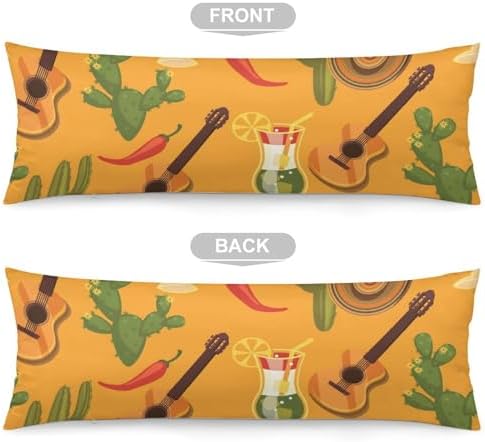 Traditional Mexican Symbols Body Pillow Cover with Zipper 20x54