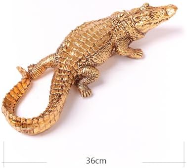 HAUCOZE Silver Crocodile Sculpture Statue 14 Inch