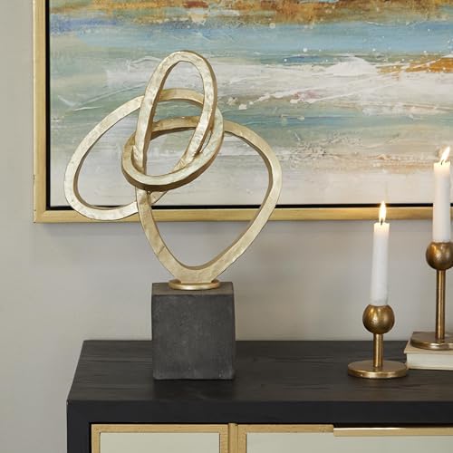 Deco 79 Polystone Abstract Gold Sculpture with Black Base