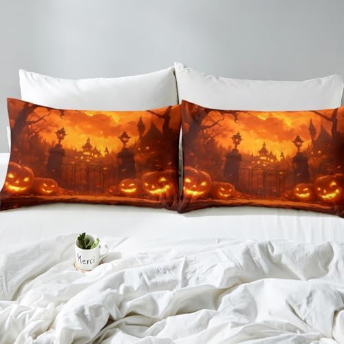 Castle Fairy Halloween Pumpkin Twin Fitted Sheet Set