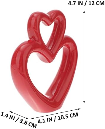 LUOZZY Red Heart Ceramic Sculpture Wedding Centerpiece