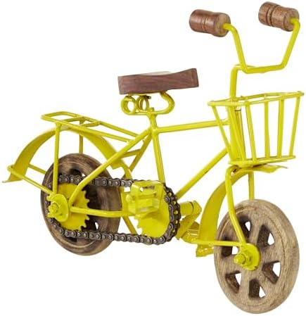 Deco 79 Artistic Metal Bike Statues with Wood Wheels Set of 3
