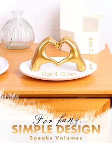 Heart Hands Sculpture Gold Decor Living Room Bedroom Accent